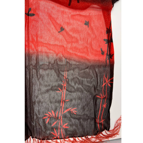 Black and Red Bamboo Scarf 59" Long x 12 1/2" Wide‎ - Picture 3 of 4